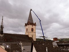 Da ist er wieder  © kalbacho-foto  De Lorcher Gockel ist wieder auf seiner Kirchturmspitze