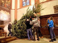 Unter Mithilfe wird die Pfarrkirche St. Martin Lorch weihnachtlich geschmückt von den Messdienerinnen & Messdiener